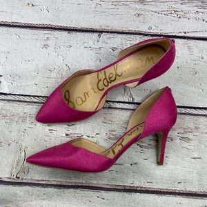 Sam Edelman Hot Pink Satin Heels Size 10.5